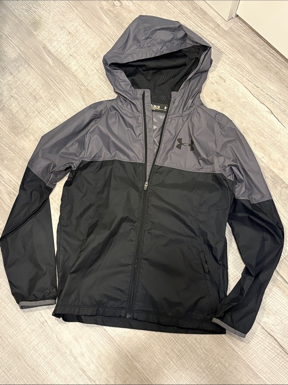 Under Armour Two-Tone Hooded Windbreaker Jacket - Black & Gray